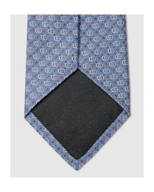 Gucci Blue Double G Silk Jacquard Tie for men