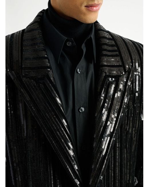 Balmain Black Striped Sequin Blazer for men