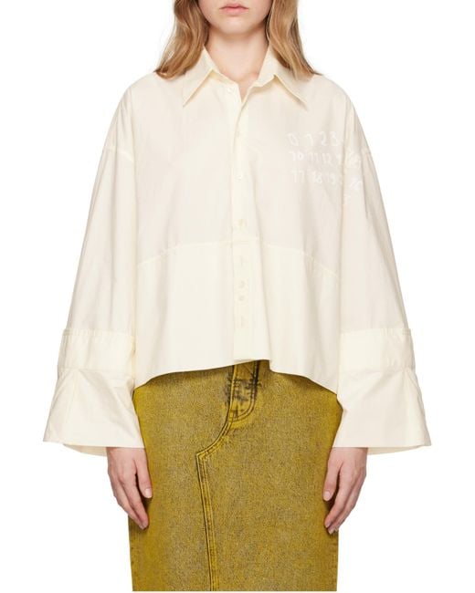MM6 by Maison Margiela White Wide-Sleeved Poplin Shirt