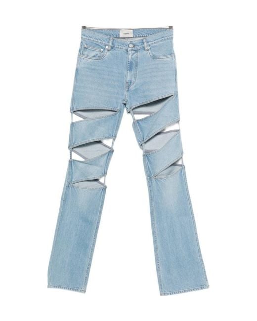 Coperni Blue Cut-Out Logo Patch Jeans