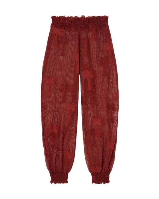 Johanna Ortiz Red Cotton-Mesh Balloon Pants