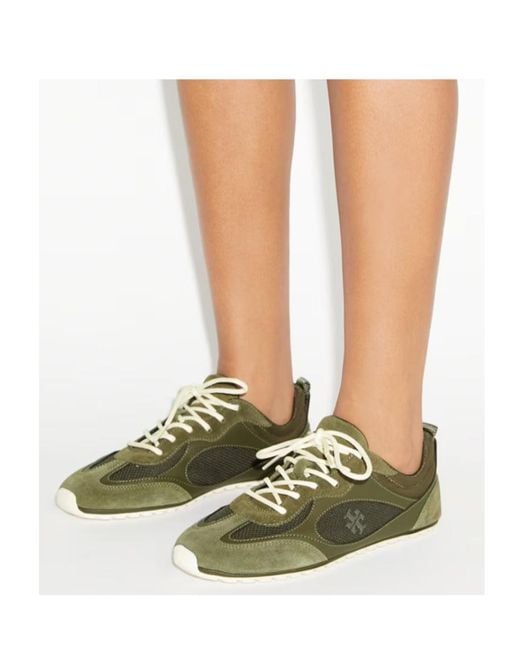 Tory Burch Green Field Lace-Up Sneakers