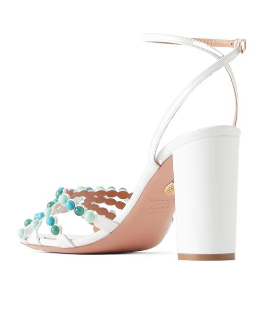 Aquazzura Metallic Embellished Leather Sandals
