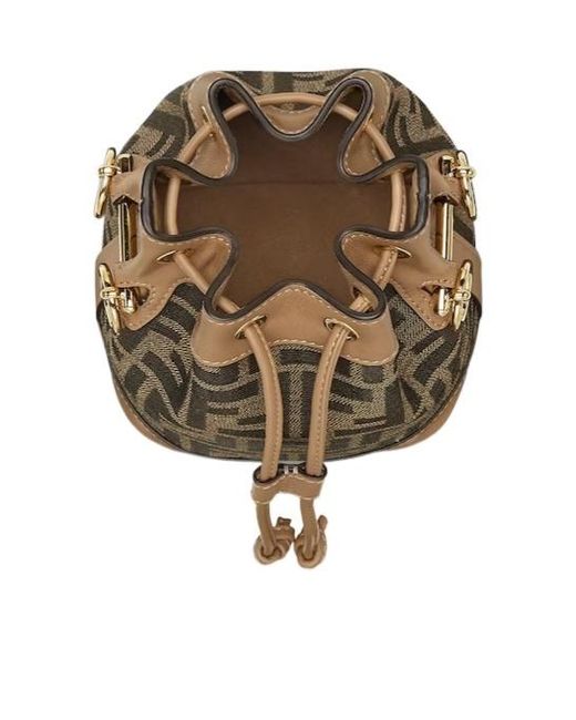 Fendi Brown Mon Tresor Ff Jacquard Bucket Bag