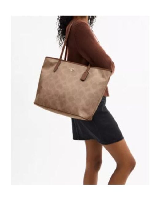 COACH Brown Large City Tote Bag