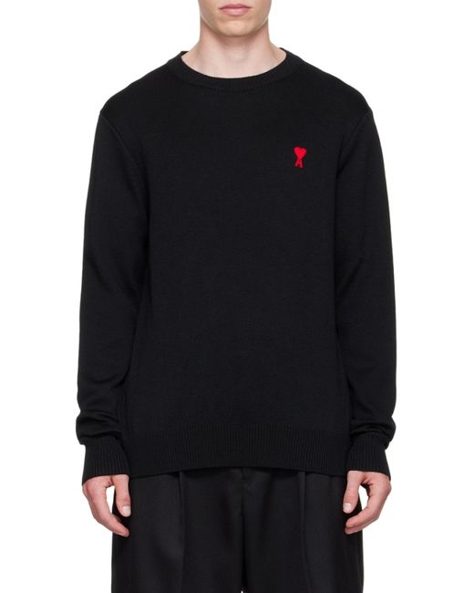 AMI Black Ami De Coeur Knitted Jumper for men