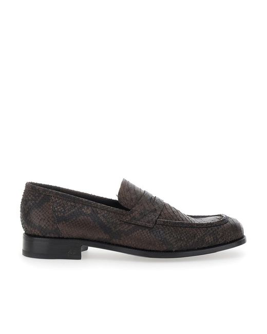 Lidfort Black Roccia Textured Penny Loafers for men
