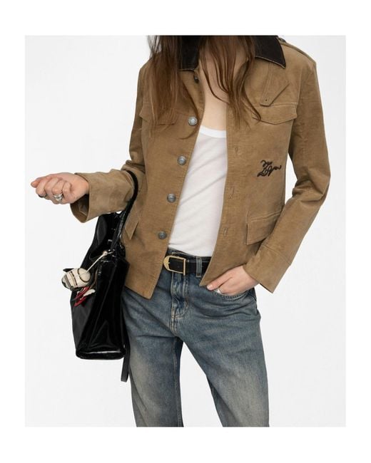 Zadig & Voltaire Brown Veram Corduroy Embroidered Jacket