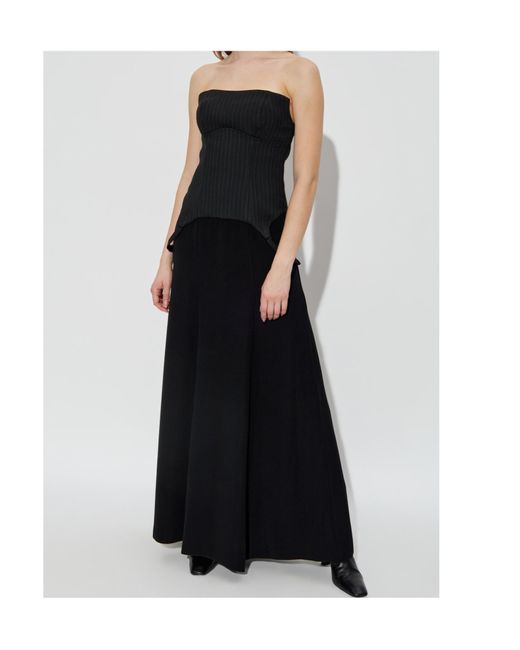 M I S B H V Black Pinstripe-Panel Dress