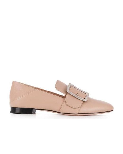 Bally Pink Buckled Leather Loafers