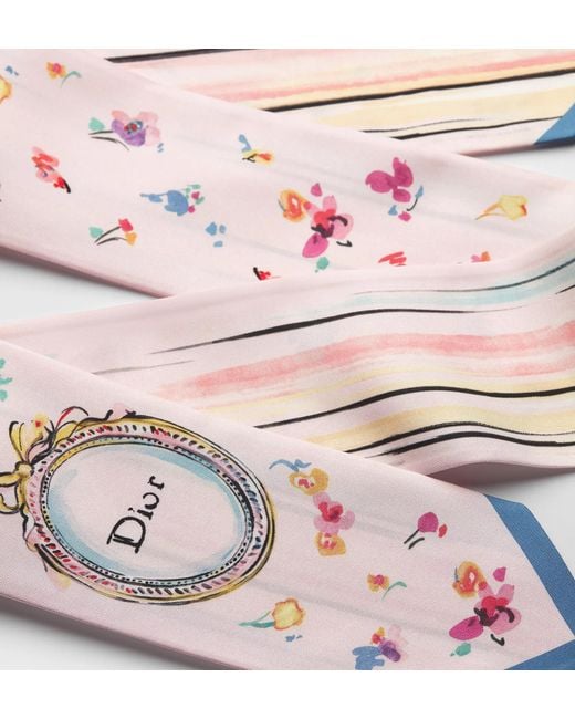 Dior Pink Iviera Floral Portrait Maxi Mitzah Scarf