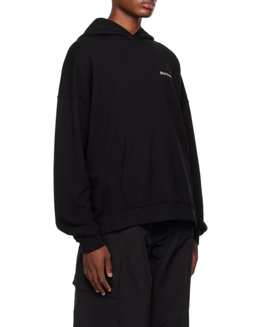 Palm Angels Black Logo Embroidered Hoodie for men