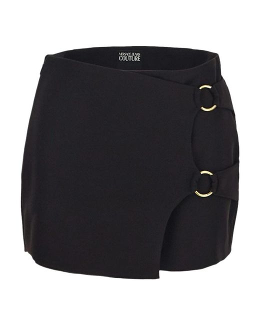 Versace Jeans Black Ring-Detail Mini Skort