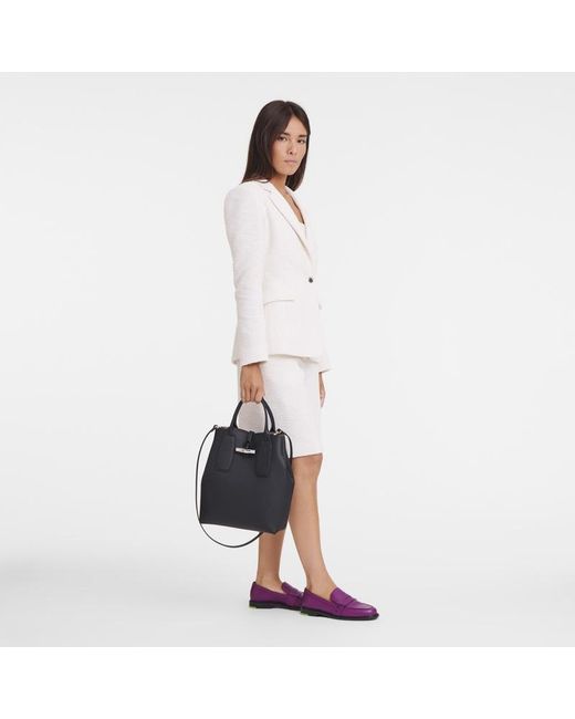 Longchamp Black Medium Roseau Leather Crossbody Bag