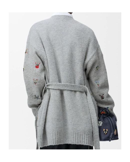 Loewe Gray Belted Cardigan