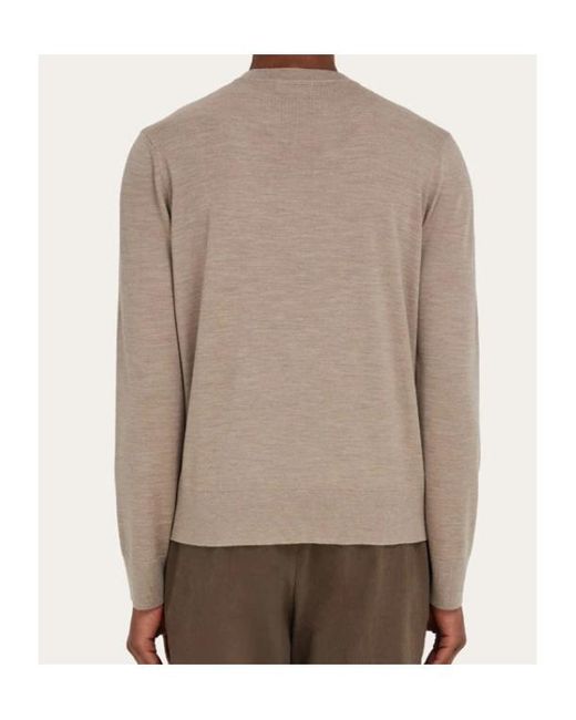 Ferragamo Gray Ferragamo V-Neck Knitted Jumper for men