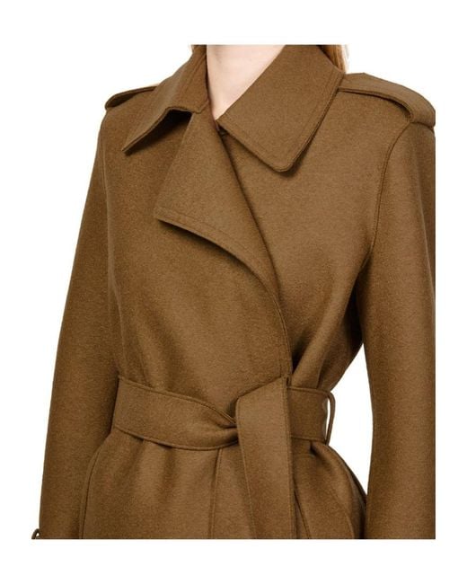 Harris Wharf London Natural Double-Stitched Long Trench
