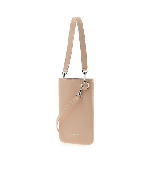 Jil Sander White Logo Shoulder Bag