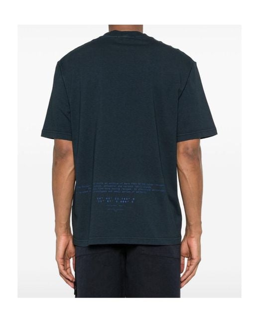 Stone Island Blue Logo Print T-Shirt for men