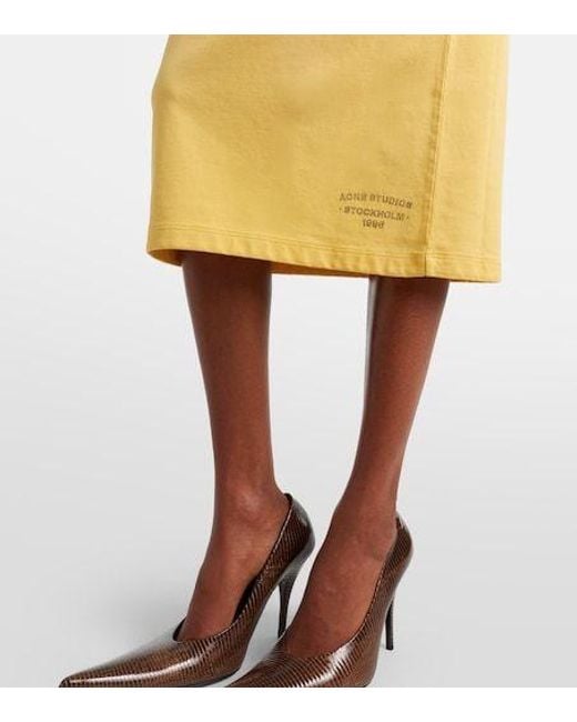 Acne Yellow Minimalist Midi Skirt