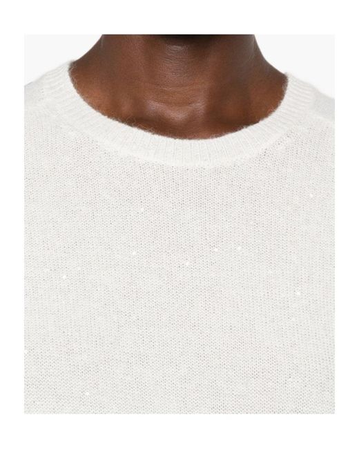 Fabiana Filippi White Shimmer Round Neck Sweater