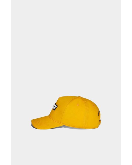DSquared² Yellow Logo-Embroidered Distressed Baseball Cap for men