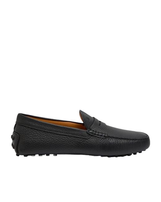 Tod's Black Grained Leather Loafers for men