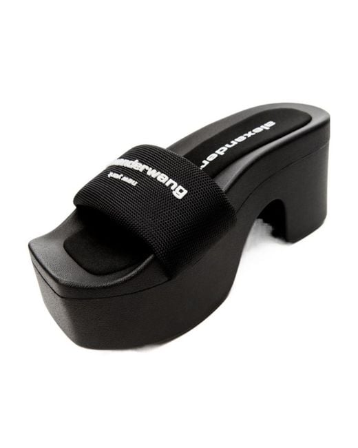 Alexander Wang Black Logo Printed Strap Heel Sandals