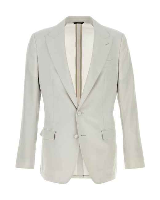 Dolce & Gabbana White Single-Breasted Blazer for men