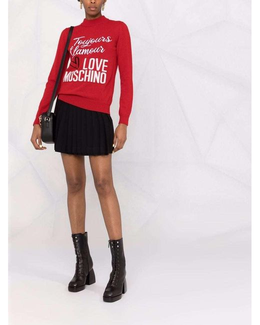 Moschino Red Logo Knit Jumper