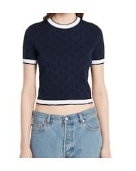 Gucci Blue Jacquard Intarsia Knit Top