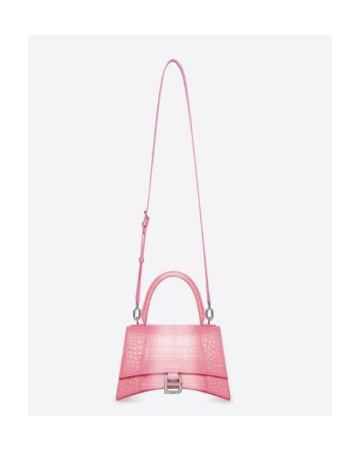 Balenciaga Pink Hourglass S Embossed Shoulder Bag
