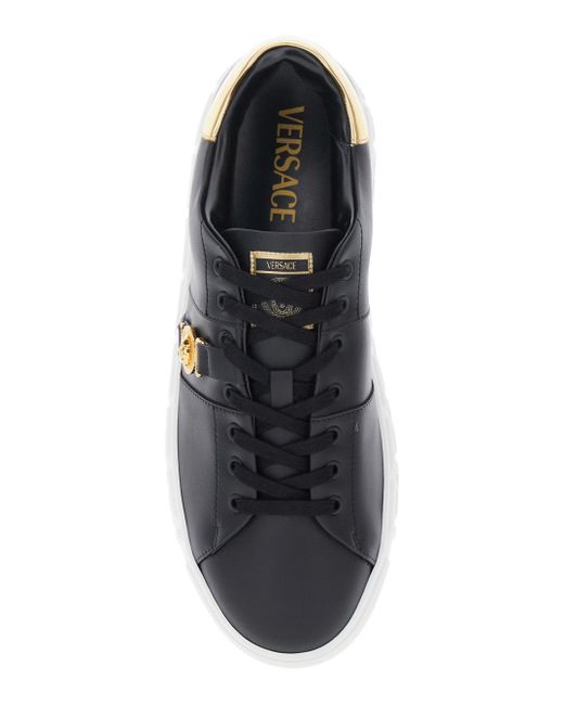 Versace Blue Low Top Sneakers With Contrasting Heel With Logo Lettering And Medusa Plaque for men