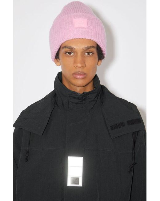 Acne Black Face-Patch Hooded Jacket for men