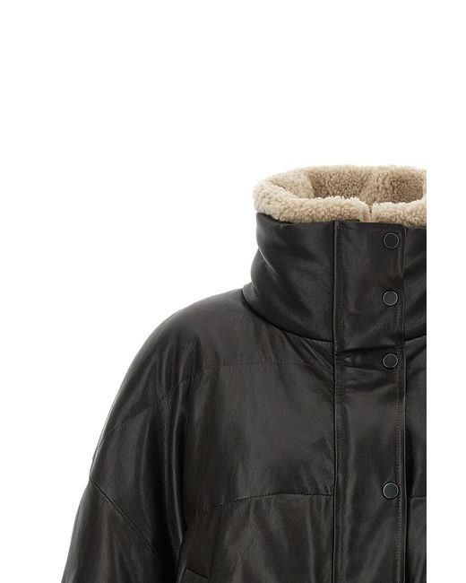 Brunello Cucinelli Black Padded Leather Jacket