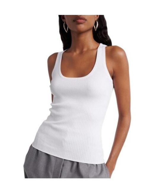 Max Mara White Ribbed-Knit Tank Top