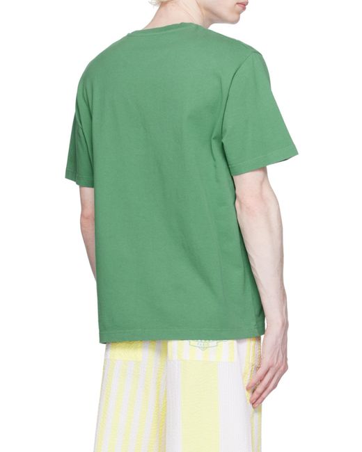 Maison Kitsuné Green Logo-Print Cotton T-Shirt for men