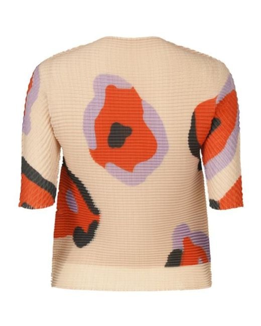 Issey Miyake Orange Verve Pleats Printed Top