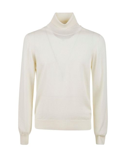 Gran Sasso White Long Sleeve Roll-Neck Jumper for men