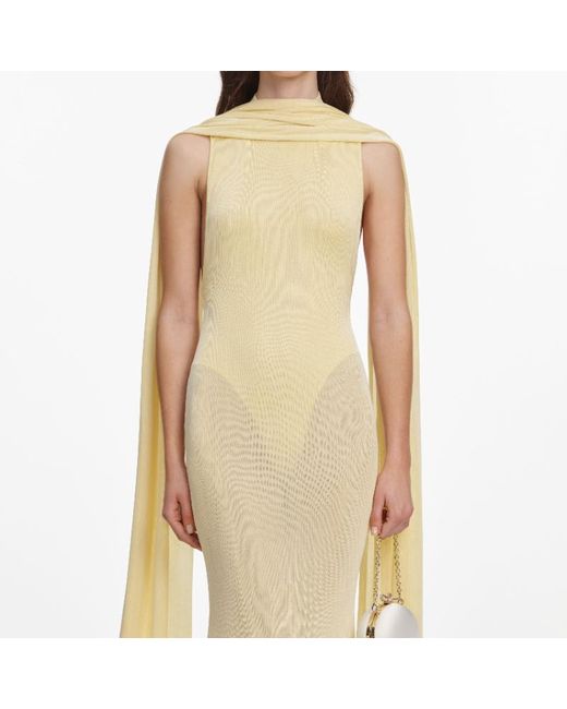 Self-Portrait Natural Viscose Knit Scarf Maxi Dress