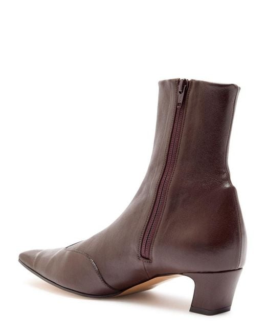 Khaite Brown Nevada 40 Leather Ankle Boots
