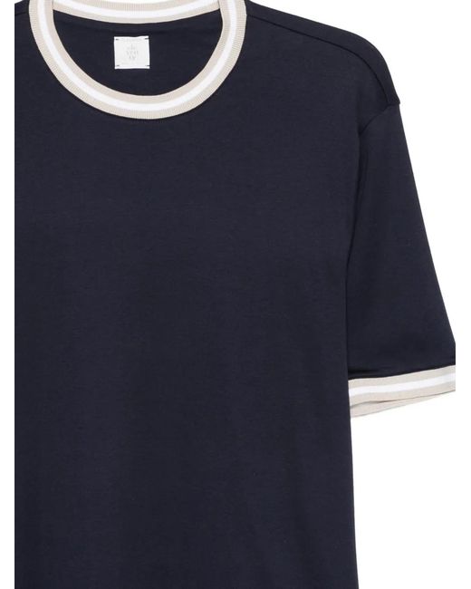 Eleventy Blue Contrast Trim Crew Neck T-Shirt for men