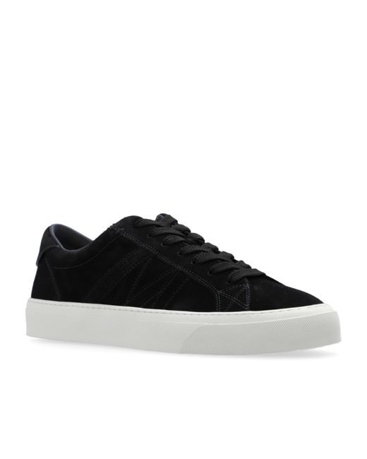 Moncler Black Monaco Suede Low-Top Sneakers for men