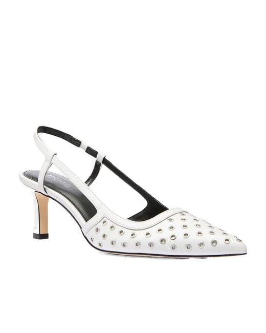 MICHAEL Michael Kors White Alora Grommeted Slingback Pumps