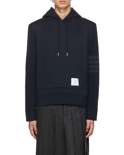 Thom Browne Blue 4-Bar Loopback Hoodie for men
