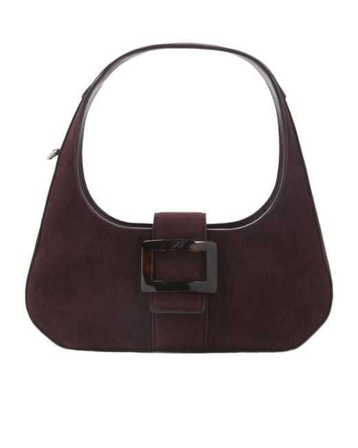 Roger Vivier Purple Belle Vivier Buckle-Detail Suede Tote Bag