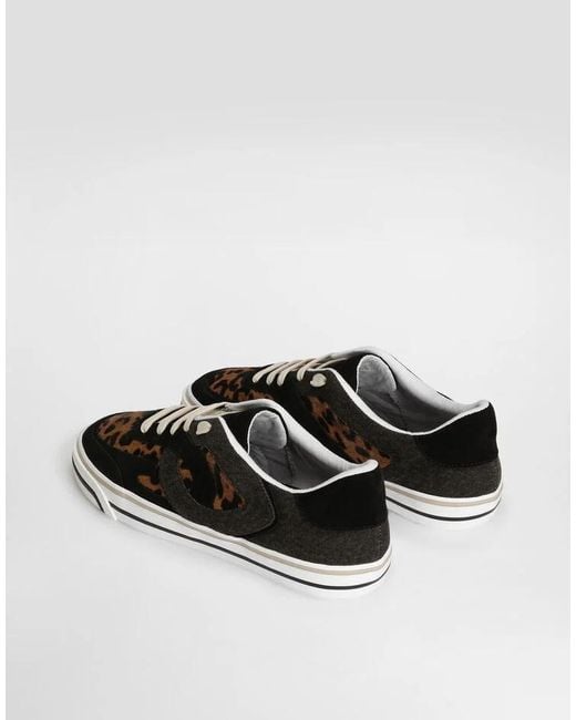 Dolce & Gabbana Black Animal-Pattern Low-Top Sneakers for men