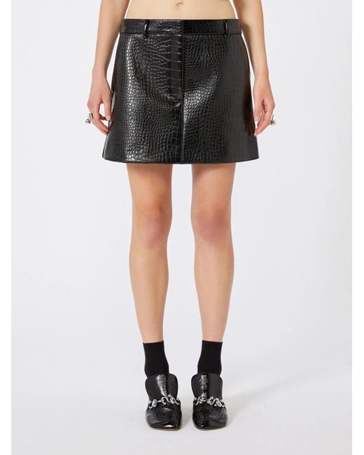 Sportmax Black Gleba Embossed Mini Skirt
