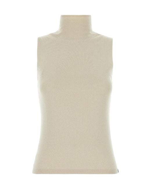 Extreme Cashmere Natural High-Neck Knit Vest