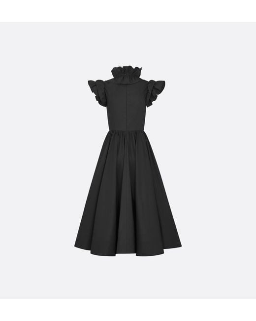 Dior Black Mid-Length Flared Dress With Removable Ruched Collar